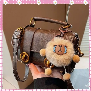 Túi xách nữ da nhăn 2 dải, đeo chéo tay, kèm móc gấu cute - ThanhThuTuiXach 959 - Giá 95k
