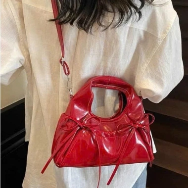 Túi xách nữ da PU TN031 - Dáng tròn, cầm tay, vai, chéo, nơ Hàn Quốc, giảm giá 69k