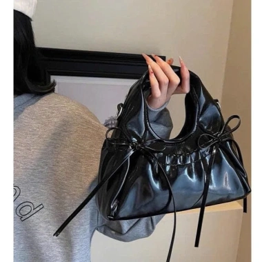 Túi xách nữ da PU TN031 - Dáng tròn, cầm tay, vai, chéo, nơ Hàn Quốc, giảm giá 69k