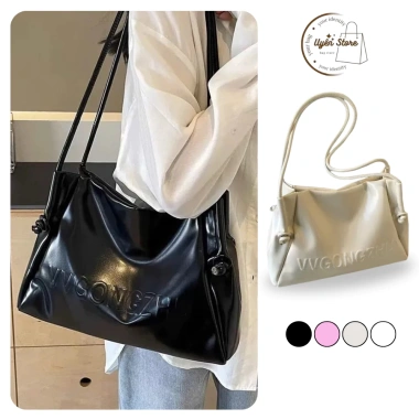 Túi xách nữ da PU trơn chữ nổi, tote dung tích lớn, hottrend đa màu - 68.900 VND