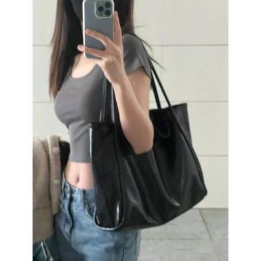 Túi xách nữ da trơn mịn kiểu tote công sở, đựng laptop, giảm giá 23% chỉ 65k 2