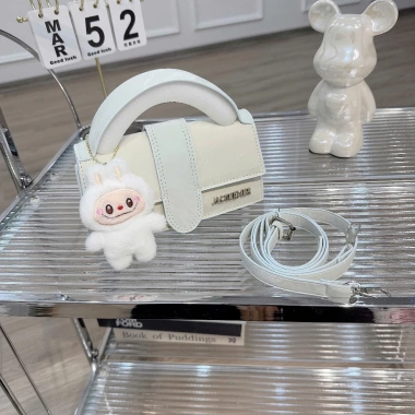 Túi xách nữ đeo chéo jac da nhung size 20, pha màu, kèm gấu Labubu đáng yêu - 115k 2