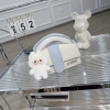 Túi xách nữ đeo chéo jac da nhung size 20, pha màu, kèm gấu Labubu đáng yêu - 115k 6