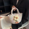 Túi xách nữ đi biển đan thủ công vải sợi đính hoa cute - Giá chỉ 65.000₫ 2