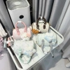Túi Xách Nữ Mini Hộp Đeo Chéo Hàn Quốc Mèo Nơ và Móc Gấu Bông Giảm Giá DK080