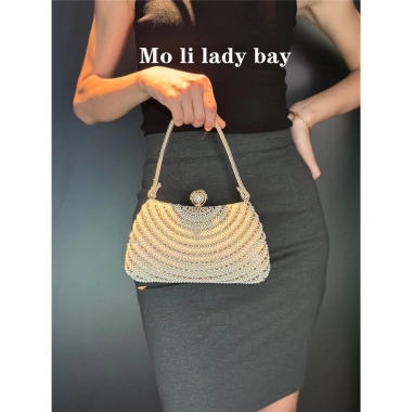 Túi xách nữ ngọc trai retro, đính đá, phong cách dự tiệc - Giá ưu đãi 410.000₫