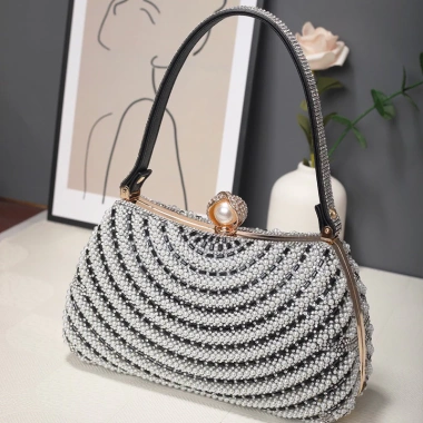 Túi xách nữ ngọc trai retro, đính đá, phong cách dự tiệc - Giá ưu đãi 410.000₫