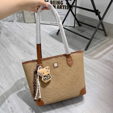 Túi xách nữ size 33 da lộn dập vân Kitty và Cow, đeo vai công sở, kèm treo 4