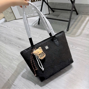 Túi xách nữ size 33 da lộn dập vân Kitty và Cow, đeo vai công sở, kèm treo 6