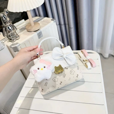 Túi Xách Nữ TL Hộp Đế Cứng Đính Nơ Kitty và Cow Size 20 - Siêu Dễ Thương, Thích Hợp Tiệc và Đi Chơi