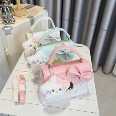 Túi Xách Nữ TL Hộp Đế Cứng Đính Nơ Kitty và Cow Size 20 - Siêu Dễ Thương, Thích Hợp Tiệc và Đi Chơi