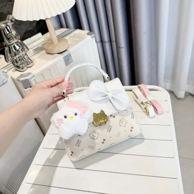 Túi Xách Nữ TL Hộp Đế Cứng Đính Nơ Kitty và Cow Size 20 - Siêu Dễ Thương, Thích Hợp Tiệc và Đi Chơi