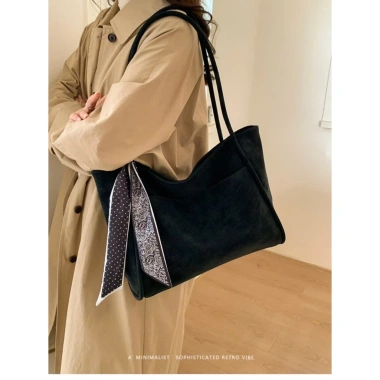 Túi xách nữ tote công sở Hàn Quốc da PU cao cấp, rộng A4, 3 màu basic + charm cún DUYÊN CƯỜNG - chỉ 32.000 VND 6