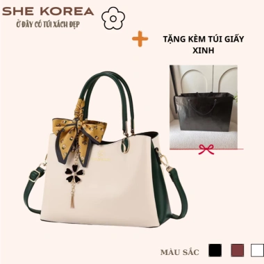 Túi xách nữ trung niên sang trọng SHE KOREA - quà mẹ, kèm khăn quấn, chỉ 450k