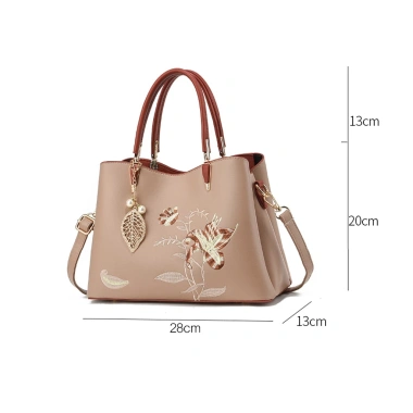Túi xách nữ trung niên thêu bông sen 28cm - Quà tặng mẹ giá ưu đãi 389.000 VND 3