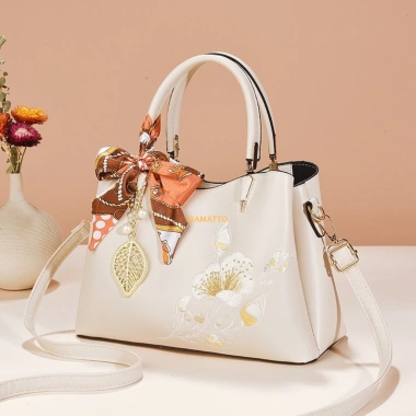 Túi xách nữ trung niên thêu bông sen 28cm - Quà tặng mẹ giá ưu đãi 389.000 VND 4