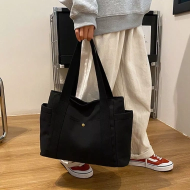 Túi Xách Tote Đeo Vai Vải Bố Nhẹ Khóa Kéo Thiết Kế Trái Cây Dày Bền Quà Tặng