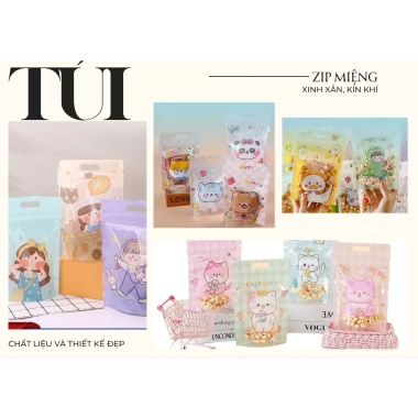 Túi zip đa dạng họa tiết 15.5x22.5x6 cm - Đựng bánh kẹo, trà, hoa, giảm giá 63k 2