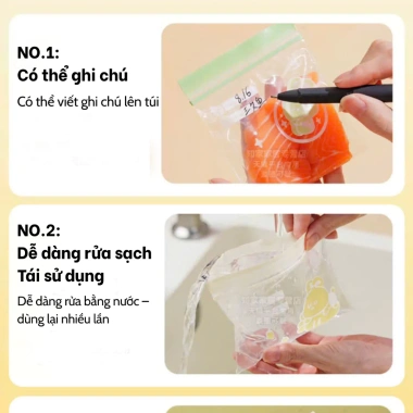 Túi Zip Đựng Thực Phẩm Bé Nhiều Kích Cỡ Dễ Ghi Chú, Tái Sử Dụng, Giá 28.000₫