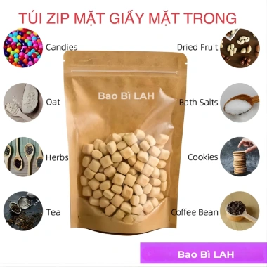 Túi Zip Giấy Kraft 1KG Đáy Đứng, Mặt Trong Mặt Giấy, Cán Màng Chống Thấm Nước - Đựng Thực Phẩm, Giá 150.000 VND 3