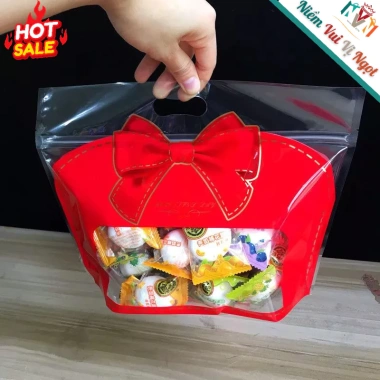 Túi Zip To 50 Túi Bánh Mì Sandwich, Quà Tết, Bánh Kẹo Nơ Đỏ - Giá 130k 5