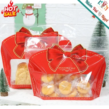 Túi Zip To 50 Túi Bánh Mì Sandwich, Quà Tết, Bánh Kẹo Nơ Đỏ - Giá 130k 7