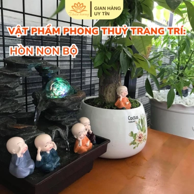 Tượng 4 chú tiểu tứ Nikko Nhật Bản Phật vui, an lạc, trang trí ô tô, làm việc 19.000 VND