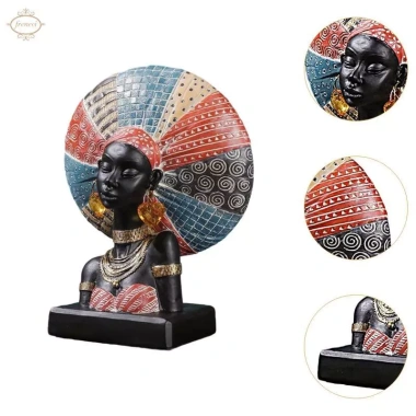 Tượng bán thân phụ nữ châu Phi - Đồ trang trí cho kệ, bàn, màn hình, giảm 20% 4
