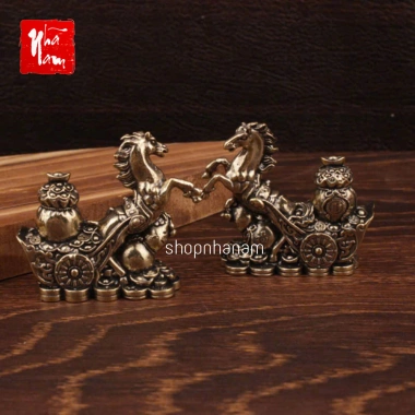 Tượng đồng ngựa kéo xe tiền phong thủy – trang trí bàn làm việc, chiêu tài lộc, chỉ 35.010đ