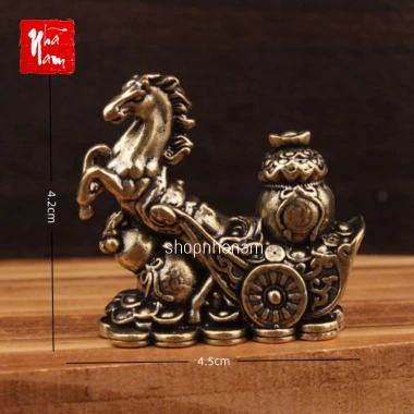 Tượng đồng ngựa kéo xe tiền phong thủy – trang trí bàn làm việc, chiêu tài lộc, chỉ 35.010đ