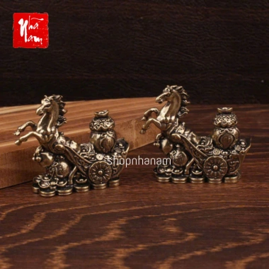 Tượng đồng ngựa kéo xe tiền phong thủy – trang trí bàn làm việc, chiêu tài lộc, chỉ 35.010đ