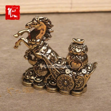 Tượng đồng ngựa kéo xe tiền phong thủy – trang trí bàn làm việc, chiêu tài lộc, chỉ 35.010đ