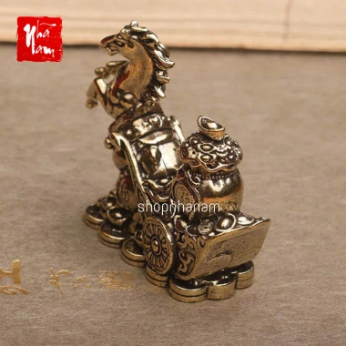 Tượng đồng ngựa kéo xe tiền phong thủy – trang trí bàn làm việc, chiêu tài lộc, chỉ 35.010đ
