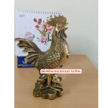 Tượng Gà Trống Đồng Nguyên Chất Dậu Gà Nâu - Linh Vật Hóa Giải Đào Hoa, Gà Đắc Phúc, Giá 600.000 (Giảm từ 774.000)