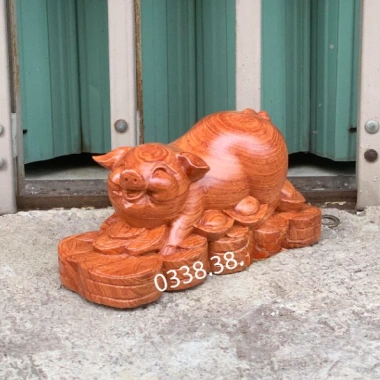 Tượng Heo Linh Vật Tuổi Hợi 15-20cm Gỗ Hương Nguyên Khối - Giá Ưu Đãi 208.000 VND 2