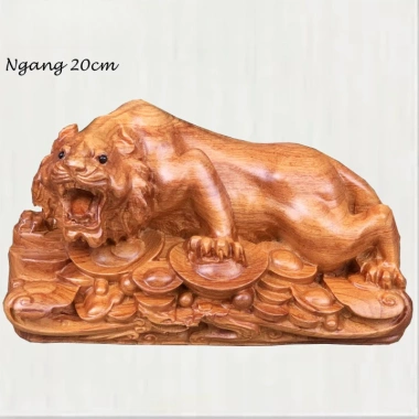 Tượng hổ linh vật tuổi Dần bộ 12 con giáp chất liệu gỗ hương - Giá chỉ 241.000₫