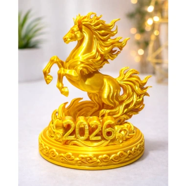 Tượng Ngựa Lửa 2.026 Phong Thủy 3D Trang Trí Decor Tết Thăng Tiến Tài Lộc Bứt Phá