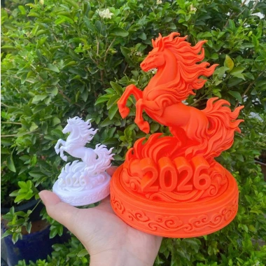 Tượng Ngựa Lửa 2.026 Phong Thủy 3D Trang Trí Decor Tết Thăng Tiến Tài Lộc Bứt Phá