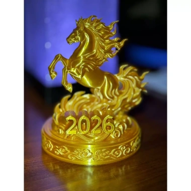 Tượng Ngựa Lửa 2.026 Phong Thủy 3D Trang Trí Decor Tết Thăng Tiến Tài Lộc Bứt Phá