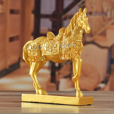 Tượng Ngựa Vàng Đính Đá – Dáng Uy Phong, Phong Thủy Chiêu Tài, Giá 343.000₫ 4