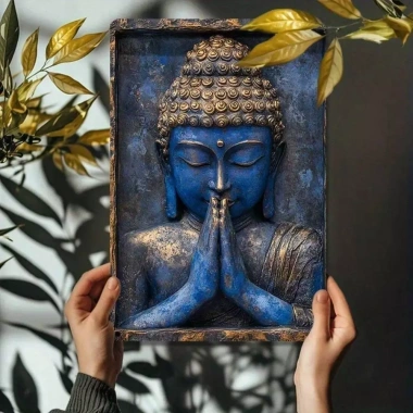 Tượng Phật Xanh Kim Loại HELLOYOUNG Nghệ Thuật Treo Tường Trang Trí Nhà Thiền Yoga Giá ưu đãi 105.559 VND