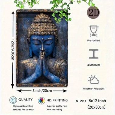Tượng Phật Xanh Kim Loại HELLOYOUNG Nghệ Thuật Treo Tường Trang Trí Nhà Thiền Yoga Giá ưu đãi 105.559 VND