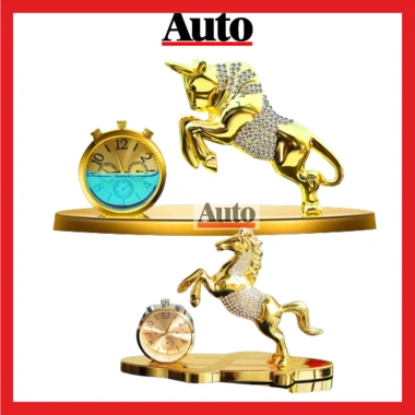 Tượng trâu vàng đính đá, đồng hồ + nước hoa – phong thủy nhà, taplo ô tô, giá 199.000 VND