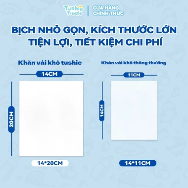 Tushie Treats 10 gói Khăn Vải Khô Đa Năng 300g Siêu Mềm Không Rụng Xơ Dành Cho Mẹ và Bé - 350.000₫ 5 Tushie Treats 10 gói Khăn Vải Khô Đa Năng 300g Siêu Mềm Không Rụng Xơ Dành Cho Mẹ và Bé - 350.000₫ 5