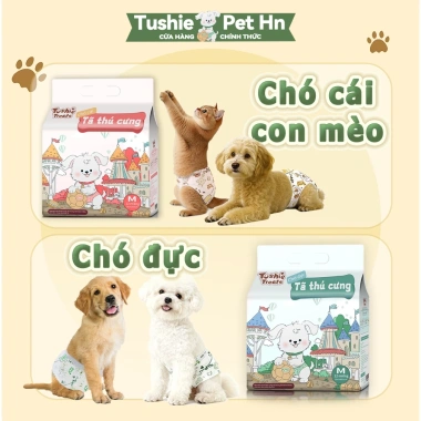 Tushie Treats 12 cái Tã Quần/Băng Vệ Sinh Chó Cái XXS 0.3‑1.5kg Không Ngột Ngạt Giá 34.000₫