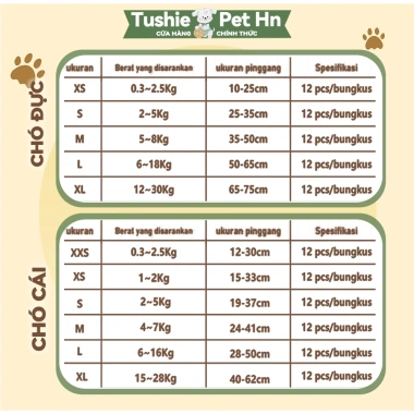 Tushie Treats Tã Quần Chó Cái XL 12 15-28kg - Không Ngột Ngạt, Giá 44.000 VND 7 Tushie Treats Tã Quần Chó Cái XL 12 15-28kg - Không Ngột Ngạt, Giá 44.000 VND 7