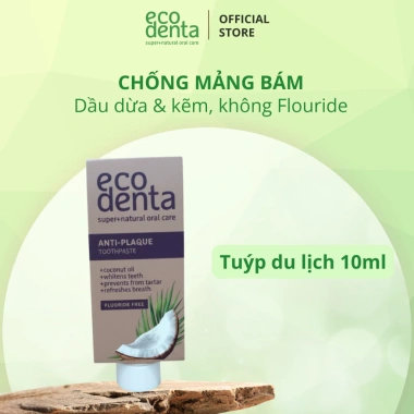Tuýp 10ml Kem đánh răng Ecodenta chống mảng bám, dầu dừa - Giá 45.250 VND