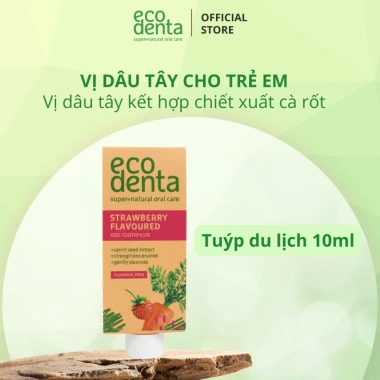 Tuýp 10ml Kem đánh răng Ecodenta vị dâu cho trẻ em, chiết xuất cà rốt - Giá ưu đãi 40.250 VND