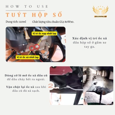 Tuýt hộp số xe tay ga GOLDWINLUB 120ml - Tuýt láp chất lượng cao, chính hãng, giá 32.500đ 2