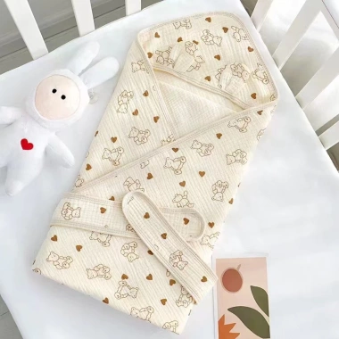 Ủ choàng muslin 4 lớp kèm đai cao cấp Uni Baby 180k - Giúp bé sơ sinh ngủ ngon
